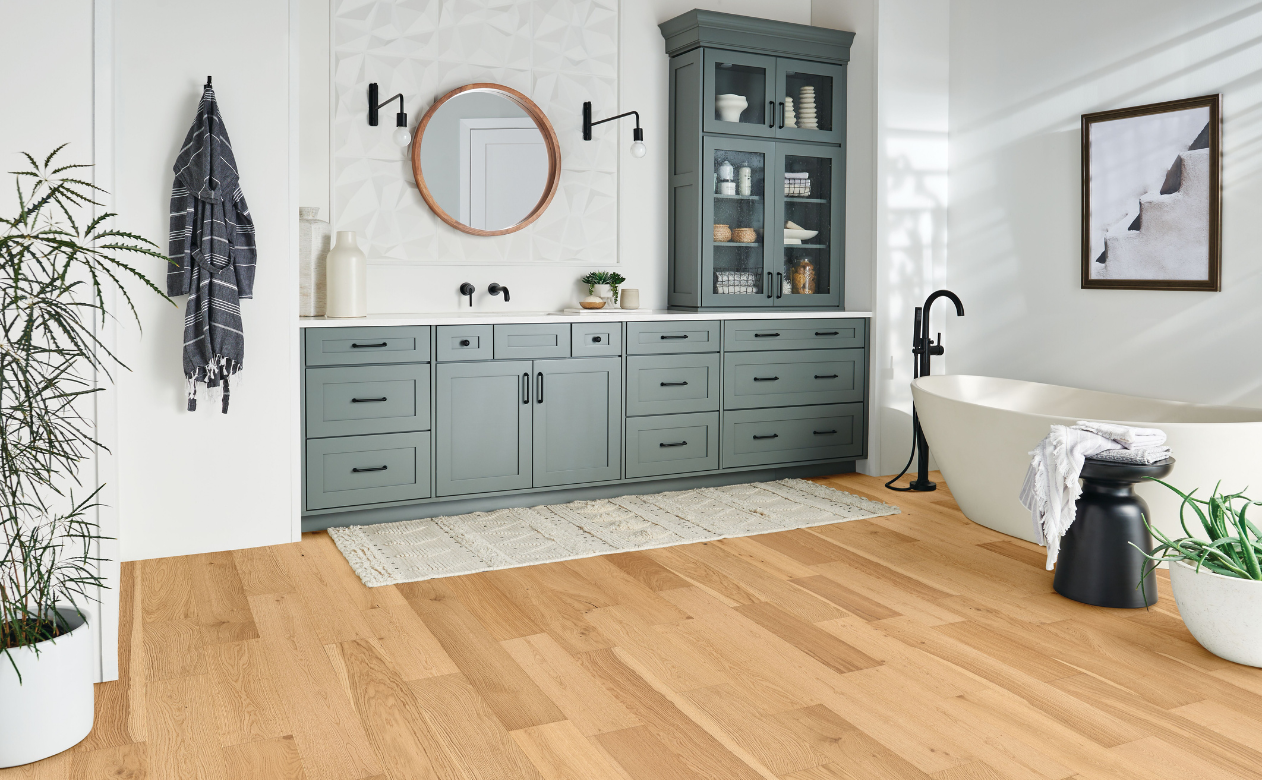 hardwood flooring in bathroom